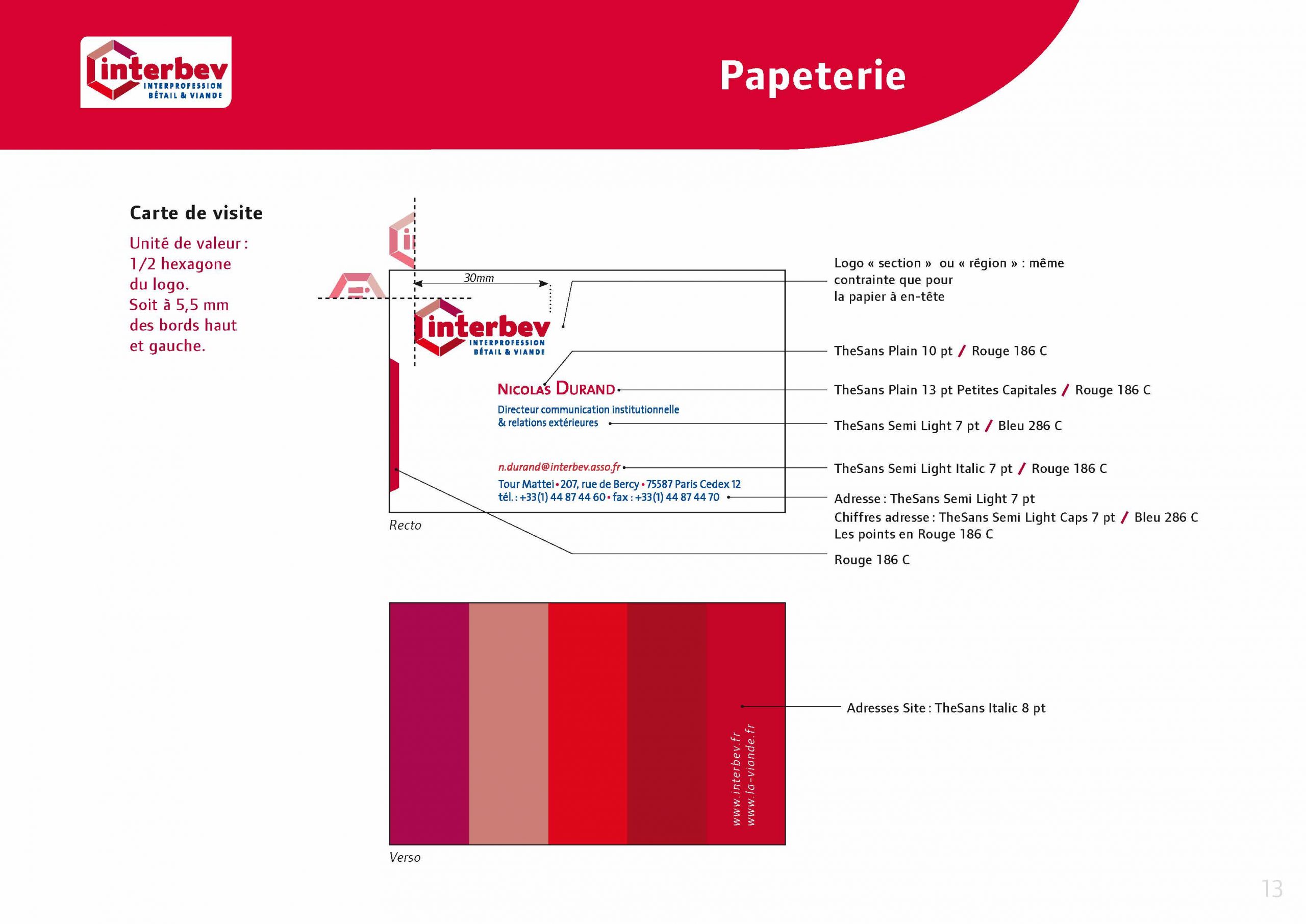 Charte graphique Interbev  Description de la création des carte de visite